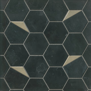 Palermo Noir Stone Hex Mosaic Wall and Floor Tile - 3"