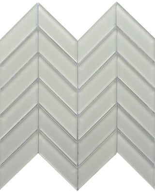 Edge White Glass Mosaic - Chevron 12"x12"