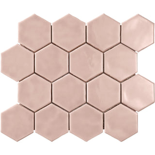 rose Artistic Reflections Hexagon Mosaic Tile 3" x 3"