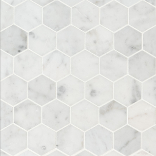 Carrara White Honed 2" Hexagon Mosaic Tile