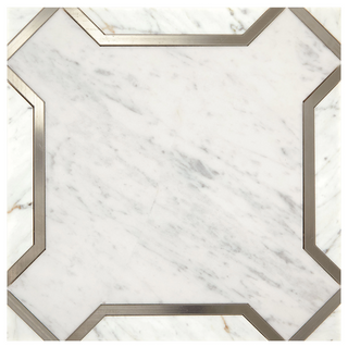 Marazzi - Castellina - Stone and Metal Mosaic - Nouveau White/Titanium