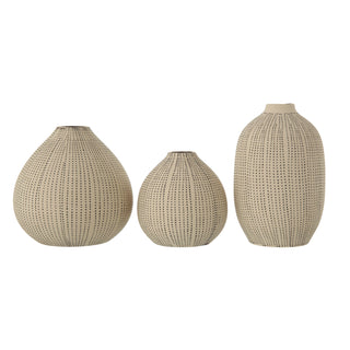 Stoneware Textured Vases, Set of 3