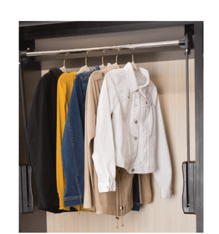 Wardrobe Lift, Motorized Standard lift, 27-33" width; 60 lbs. capacity, chrome/chrome/black